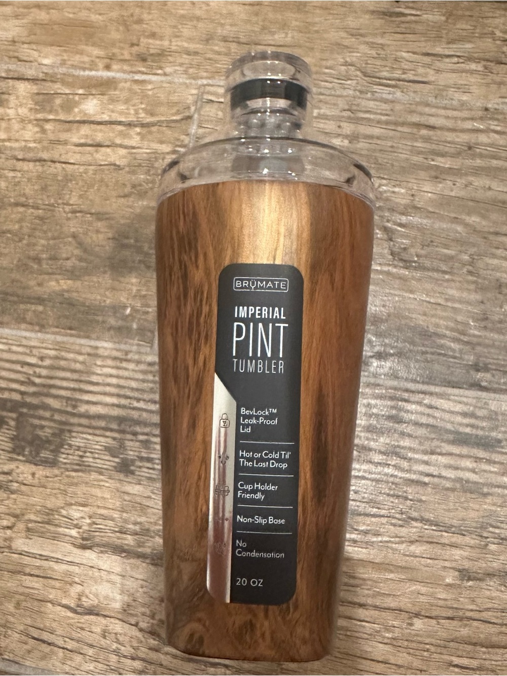 NWT BRUMATE Imperial Pint Tumbler in Wood Grain Brown